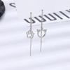 Aretes de circonita larga de alta calidad Art Selection, no se decoloran, simples, combinan con todo, huecos, gato, pata de gato, líneas de oreja asimétricas