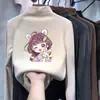 Ropa interior base de forro polar para niños, camiseta elegante de manga larga para otoño e invierno para niñas, engrosada, cuello medio alto, top interior cálido y casual