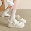 Nuevos Mocasines de Velcro de Suela Gruesa Dulces y Lindos de Alta Apariencia para Mujer Verano 2026 Zapatos Blancos para Mujer Ins
