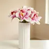 Ramo de 6 tallos de orquídea artificial para arreglo de escena, exhibición decorativa, arte floral, paisajismo de orquídeas de alta gama, flores artificiales