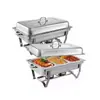 Fogão de buffet retangular dobrável de aço inoxidável transfronteiriço, fogão de aquecimento elétrico e isolamento, fogão a álcool, equipamento de hotel
