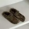 Zapatos Estilo Coreano de Nicho Birkenstock con Forro de Felpa de Lana Rizada para Mujer 2026 Temperamento de Moda Nuevos Zapatos sin Cordones de Algodón Perezosos de Media Caña