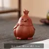 Mascota de Té de Arcilla Púrpura Zorro de Nueve Colas Adorno Creativo, Se Puede Usar para Juego de Té, Decoración de Mesa de Té Inspirada en Zen, Adorno Pequeño