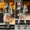 Hebilla de cinturón de moda estilo blogger botas de caballero apiladas Otoño/Invierno 2026 tacón medio grueso punta redonda piel de vaca caña alta botas largas mujer