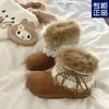 Botas de Neve Femininas 2025 Outono e Inverno Novo Estilo Milênio Forradas com Lã Espessadas Aumento Interno Quente Manga Nordeste