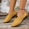 Sapatos Casuais de Salto Cuña Transfronteiriços para Mulheres, Novo Estilo de Verão, Sapatos de Camurça Slip-On de Bico Fino Baixo Transfronteiriços, Venda por Atacado
