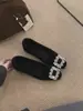 Zapatos de Noche Cálidos Forrados de Polar para Mujer 2025 Invierno, Gamuza, Punta Baja, Tacón Oculto y Hebilla Cuadrada