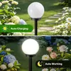Luz de Paisaje para Patio Exterior Solar Recargable Impermeable Bola Blanca Luz de Ambiente Iluminación de Jardín Luz Decorativa de Enchufe de Piso