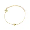 Pulsera Gruesa con Iniciales de Acero Inoxidable Simple Transfronteriza Acero de Titanio Chapado en Oro de 18 Quilates Pulsera de 26 Letras Elegante Versátil para Mujeres
