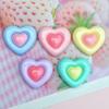 Parche de resina con forma de corazón de doble color brillante para el cabello, accesorio para el cabello, crema, gel, hecho a mano, con forma de corazón