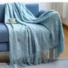 Manta tejida, manta de sofá, manta fina con borlas, manta para aire acondicionado de oficina, manta para ventana de mirador, manta para siesta de verano, manta pequeña