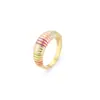 Moda Transfronteriza Europea y Americana Venta Caliente Anillo Elegante de Lujo Ligero Joyería para Mujer Anillo de Rayas Finas Acero Inoxidable Chapado en Oro de 18K