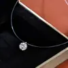Collar de Plata de Ley S925 Lágrimas de Sirena Moissanita Simple Versátil Circonita Transparente Moda Cadena para Clavícula Hilo de Pescar Regalo