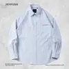 Camisa de Manga Larga con Bolsillo y Bordado de Letras Estilo Ropa de Trabajo, Holgada Casual para Hombre, Estilo Japonés Versátil para Primavera y Otoño, Cuello Campana