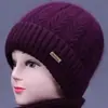 Nuevos Sombreros de Estilo Invernal para Mujeres de Mediana Edad y Mayores, Sombrero de Lana Tejido Cálido con Terciopelo Adicional para Mamá, Sombrero de Algodón Pullover para Señoras Mayores y Abuelas