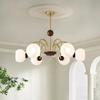 [Yan Xuan] Lustre medieval francês novo Bauhaus nogueira cor feijão mágico retro vidro mestre lâmpada do quarto