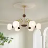 [Yan Xuan] Lustre medieval francês novo Bauhaus nogueira cor feijão mágico retro vidro mestre lâmpada do quarto