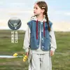 Chaqueta Chaleco de Mezclilla Lavada Nueva Otoño 2026 para Niñas Mayores, Estilo Coreano, Primavera y Otoño, Elegante y Súper Linda