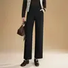 Pantalones casuales de pierna recta holgados de talla grande para mujer, elegantes y sencillos, de cintura alta, adelgazantes, para otoño 2026, versátiles, profesionales, de pierna recta
