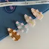 Design de Presilha de Cabelo de Acetato com Flor Tridimensional Doce e Delicada Estilo Coreano com Presilha Lateral Texturizada e Presilha para Franja para Mulheres