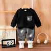 Conjunto de sudadera de otoño e invierno para niños, pantalones largos de estilo mezclilla lavada para niños, ropa para niños, venta al por mayor para exportación y ventas transfronterizas