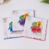 Pañuelo de mujer con estampado de borde de media luna, pañuelo de algodón blanco, algodón mezclado, pañuelo antiguo, toalla para el sudor 28 cm