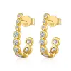 Joias Transfronteiriças Populares Brincos de Prata Esterlina 925 com Zircônia 5A Diamante Redondo Bolha Pavé de Diamante para Mulheres Sensação de Alto Padrão Vendas Diretas da Fábrica