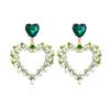 Pendientes de aleación hueca con forma de corazón de diamantes, con personalidad europea y americana, color brillante, con diamantes de imitación, para mujer.