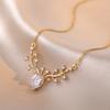 Cross-border Inlaid Zircon Colar Mulheres Popular Pingente Um Veado Tem Você Moda Antlers Internet Celebrant Clavícula Cadeia Nicho Neck Chain