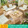 Conjunto de Sofá de Liga de Alumínio para Lazer ao Ar Livre Nórdico com Cadeiras de Rattan para Pátio, Varanda, Terraço, Proteção Solar, Jardim, Vila