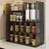 Prateleira de temperos de cozinha multicamadas para uso doméstico, cesta de armazenamento multifuncional para bancada para óleo, sal, molho e vinagre