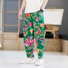 2022 Novas Calças Casuais Estampadas Masculinas Estilo Étnico Moda Jovem Solta Nordeste Flor Grande Calças de Perna Reta