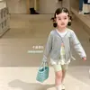 Cárdigan de manga larga con protección solar para niña, con lazo, prenda exterior ligera para verano y primavera, ropa para niños, top para bebé