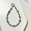 Cadena para Teléfono de Cuentas Florales Iridescentes Plateadas de Alta Gama Estilo Coreano Minimalista Cuidadosamente Seleccionada, Llavero Sencillo Estilo Ins para Bolsos