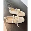 Tênis de Treino Estilo Ballet para Mulheres, Nova Moda Primavera 2026, Simples Estilo Coreano Plano Sola Macia Versátil Casual Sapatos Brancos