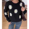 Suéter de punto europeo y americano transfronterizo TK simple, moderno y a la moda con elementos de margarita y bloques de color, corte ajustado, elegante ropa urbana