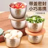 Mini Tazón para Dips de Acero Inoxidable 304 con Tapa, Caja Doméstica para Ensalada de Tomate, Taza para Salsa, Vajilla Portátil, Plato para Condimentos