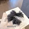 Pinza de Plátano de Malla Gris a Cuadros Suave con Lazo Pinza Vertical Pinza para el Cabello Elegante para la Parte Posterior de la Cabeza Pinza de Cola de Caballo Estilo Nuevo para Mujeres