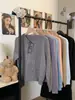 Suéter de punto coreano estilo caramelo para otoño e invierno, cuello redondo, prenda exterior corta, capa interior y top para mujer
