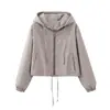 Fábrica de Ropa para Mujer Transfronteriza Venta al por Mayor 2026 Estilo Caliente Moda Ins Temperamento Moda Chaqueta Abrigo con Capucha a Cuadros