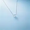 Pingente de Cristal Transparente Ins Pequeno Colar Cubo de Açúcar para Mulheres Corrente de Clavícula Quadrada Geométrica Nicho Europeu e Americano Mais Vendido Versátil