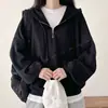 Sudadera tipo pullover de estilo coreano para mujer, nueva de otoño 2026 con cordón, capucha, estilo callejero, media cremallera, top holgado