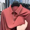 Camisa Polo de Manga Larga para Hombre de Otoño Nueva, de Alta Calidad, Transfronteriza, Casual, Versátil, Color Sólido, Camiseta de Negocios con Cuello