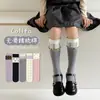 Calcetines para niñas para primavera y otoño, calcetines altos estilo coreano, doble hilo sin costuras con lazo, estampados florales y a cuadros, calcetines largos para bebés y niños