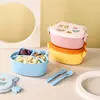 Lonchera Calentada en Microondas Lonchera para Estudiantes Lonchera para Niños Lonchera Cuadrada con Compartimentos de Plástico Sellada Portátil