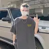 Camiseta de Manga Corta de Marca de Moda Estilo Americano para Hombre Verano 2025 Nueva de Algodón con Estampado de Letras High Street Holgada Casual de Media Manga