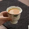 Nueva Taza de Té de Porcelana Lapis Lázuli China Pintada a Mano Taza Maestra de Nispero Taza de Cata de Té de Pie Alto Cerámica Juego de Té Kung Fu Taza Individual