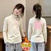 Camiseta de Manga Larga Otoño Invierno 2026 para Niñas, Camiseta Térmica de Forro Polar, Top Cálido Estilo Coreano con Volantes para Bebé, para Niños de Edad Media a Mayores
