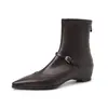 Botas con hebilla de cinturón súper adelgazante, invisibles, que aumentan la altura interior, colección otoño/invierno 2026, tacón medio, punta fina, botines elásticos, talla de mujer 42