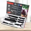 Conjunto de Facas de Cozinha Lâmina Preta Padrão Ondulado, Faca de Cozinha, Faca de Frutas, Caixa de Presente, Conjunto de Facas Multifuncional para Uso Doméstico de Seis Peças